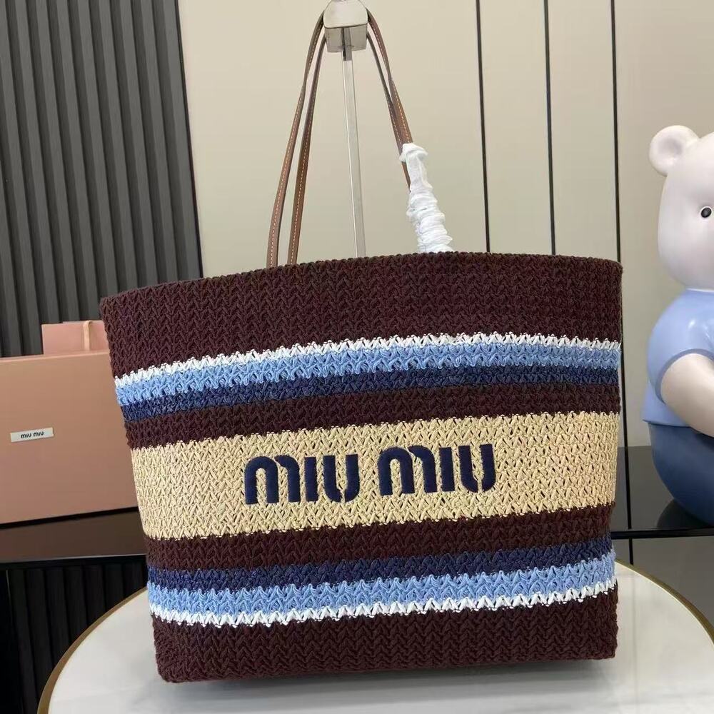 Miu Miu Brown Woven Tote Bag